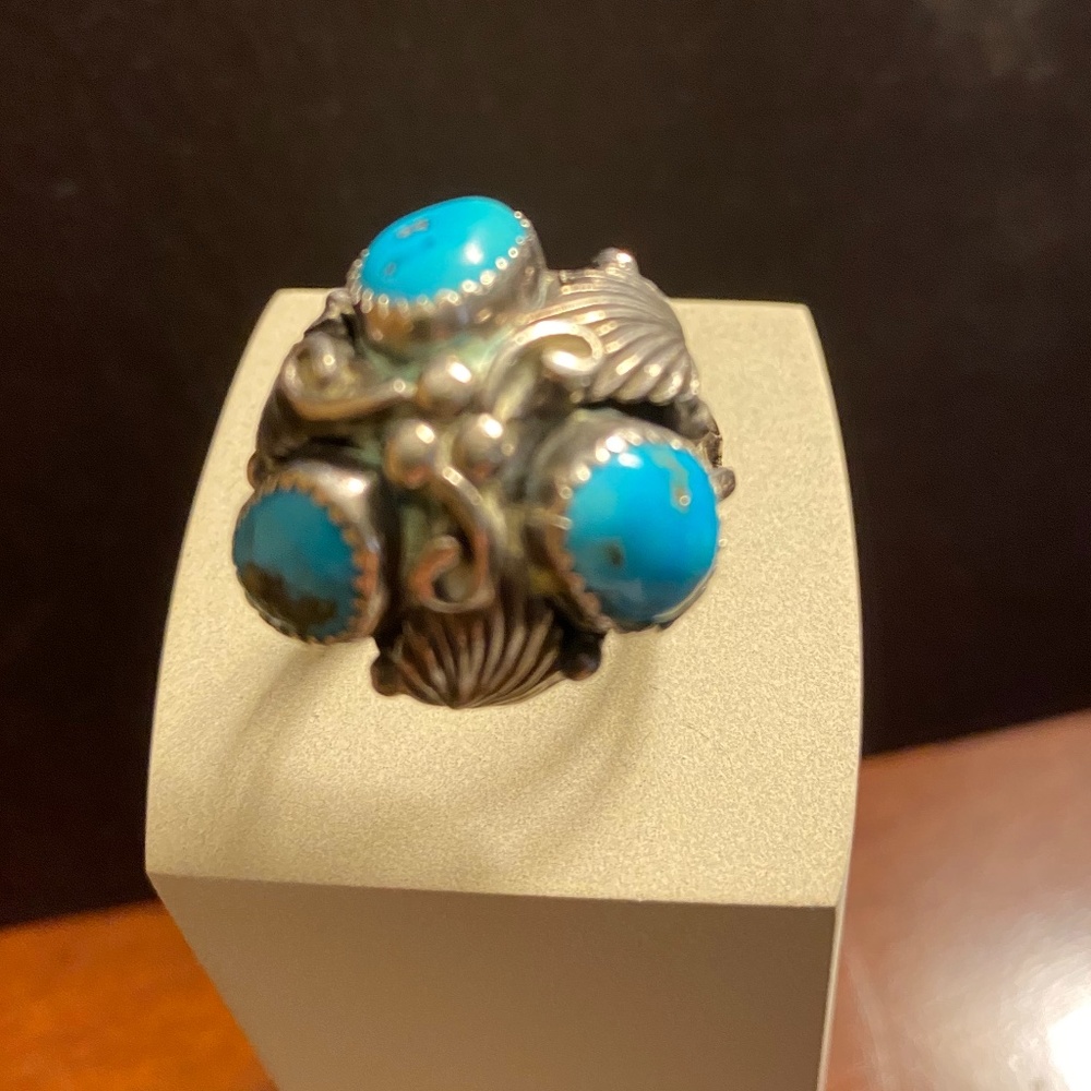 Native American Turquoise & Silver Ring size 8